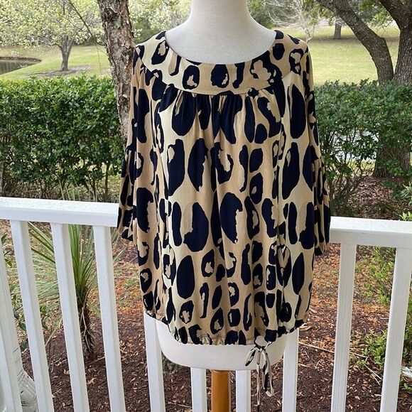 Diane Von Furstenburg Leopard Print Silk Blouse - Picture 1 of 5